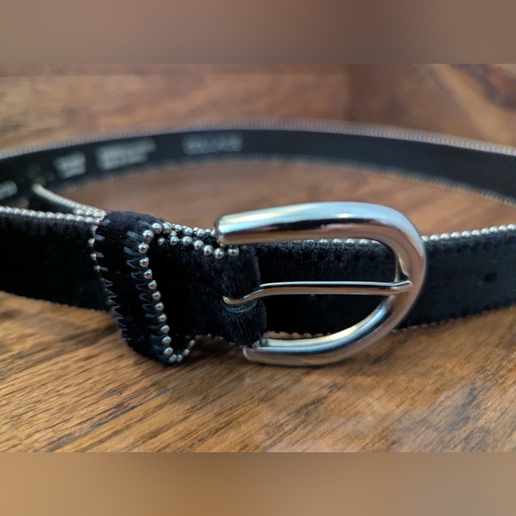 Vintage Y2K belt edged with silver-coloured metal beads Size large - Picture 3 of 8